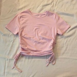 Pink baby tee with scrunch on side